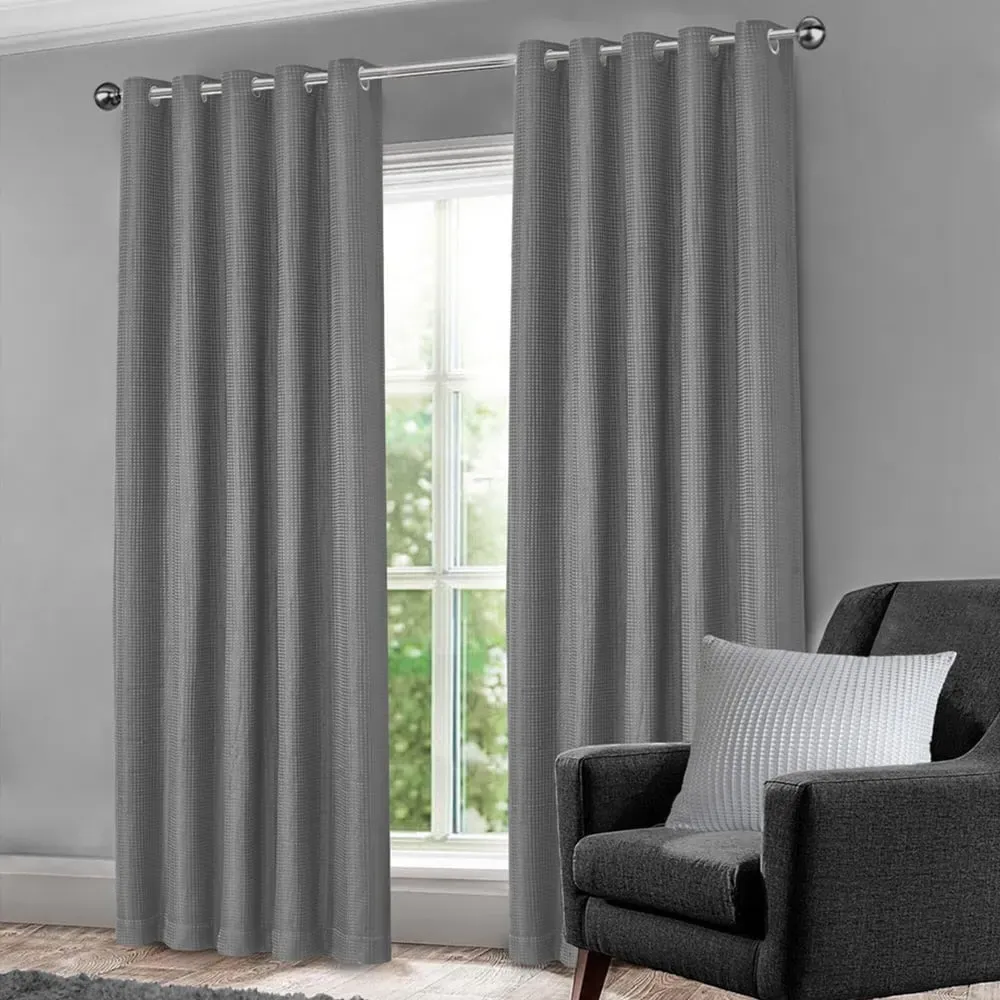 Waffle Blackout Curtains - Silver image