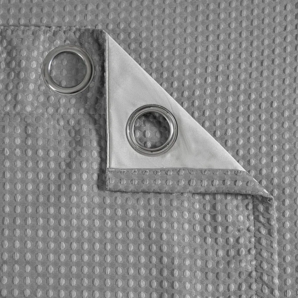 Waffle Blackout Curtains - Silver
