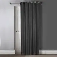 Waffle Blackout Door Curtains - Charcoal