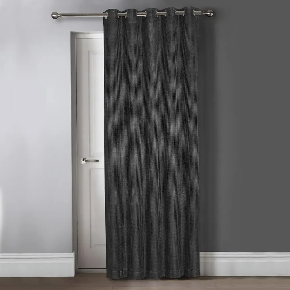 Waffle Blackout Door Curtains - Charcoal image