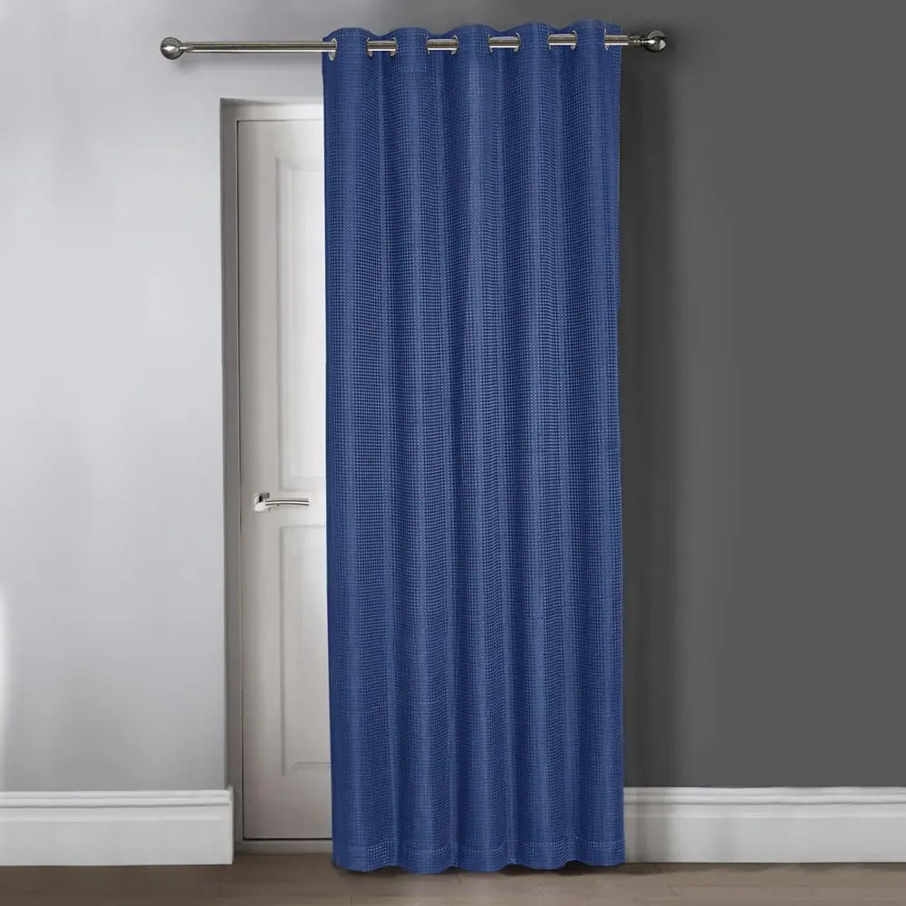 Waffle Blackout Door Curtains - Navy