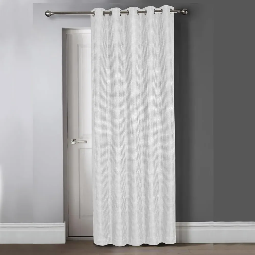 Waffle Blackout Door Curtains - White