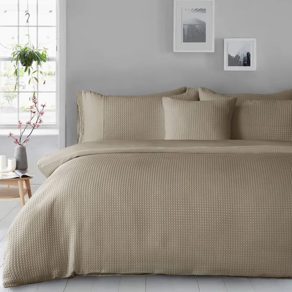 Waffle Double Duvet Set - Cream