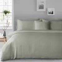 Waffle Double Duvet Set - Green