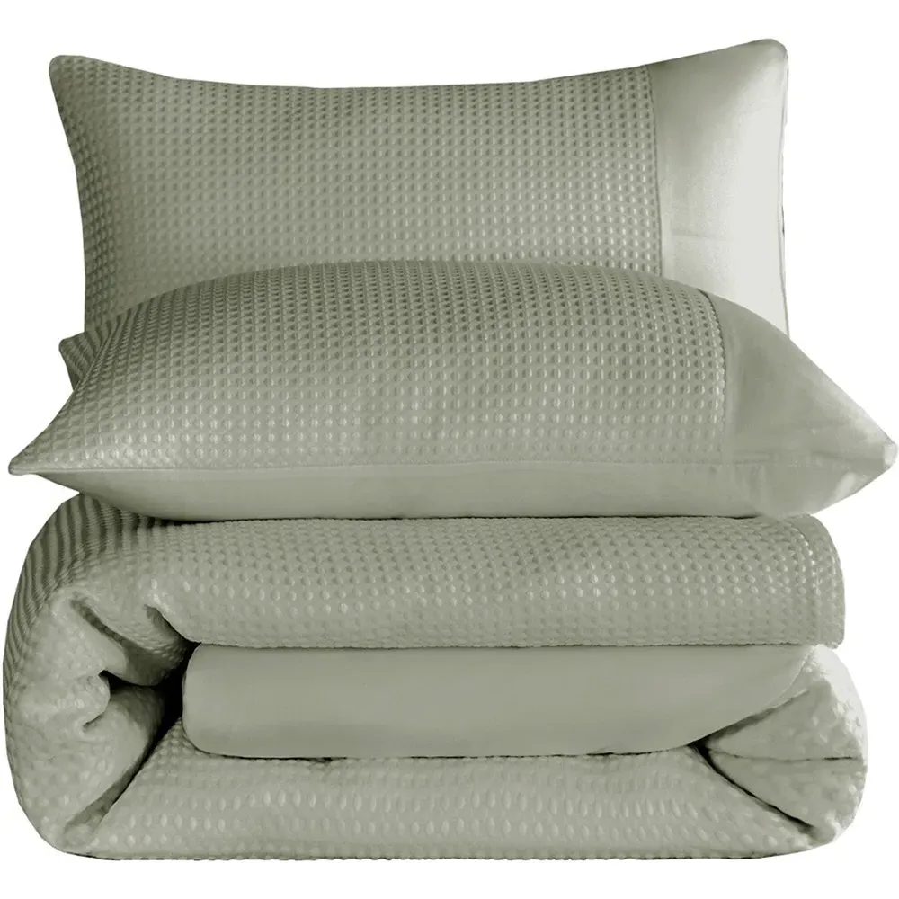 Waffle Duvet Set - Green