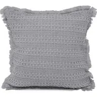 Waffle Fringed Filled Cushion 2 Pack - Grey