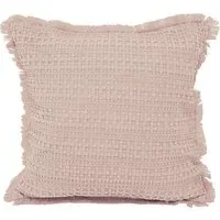 Waffle Fringed Filled Cushion 2 Pack - Pink