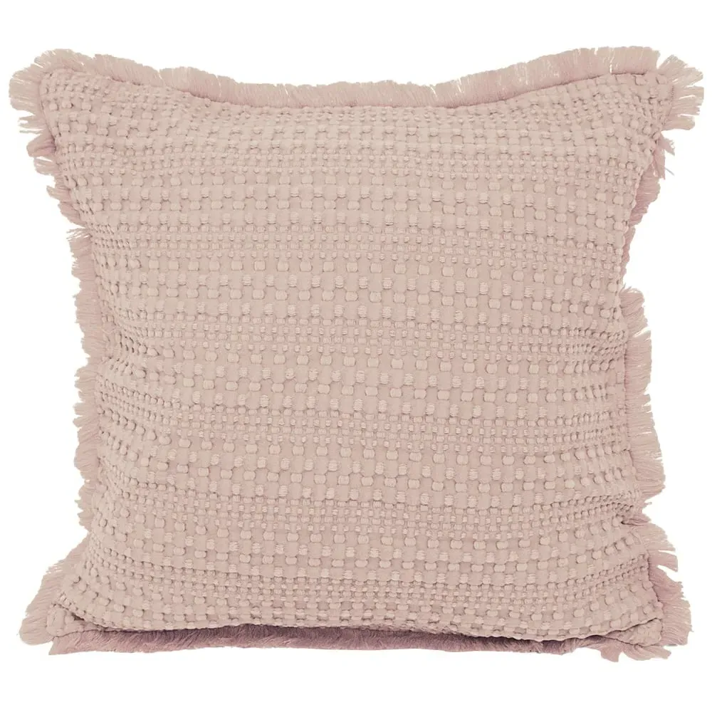 Waffle Fringed Filled Cushion 2 Pack - Pink