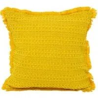 Waffle Fringed Filled Cushion 2 Pack - Yellow