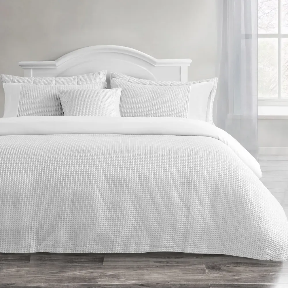 Waffle King Size Duvet Set - White