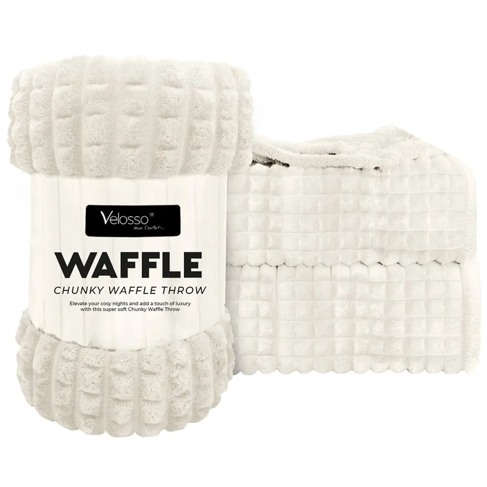 Waffle Plush Throw 127 x 152cm - Ivory image