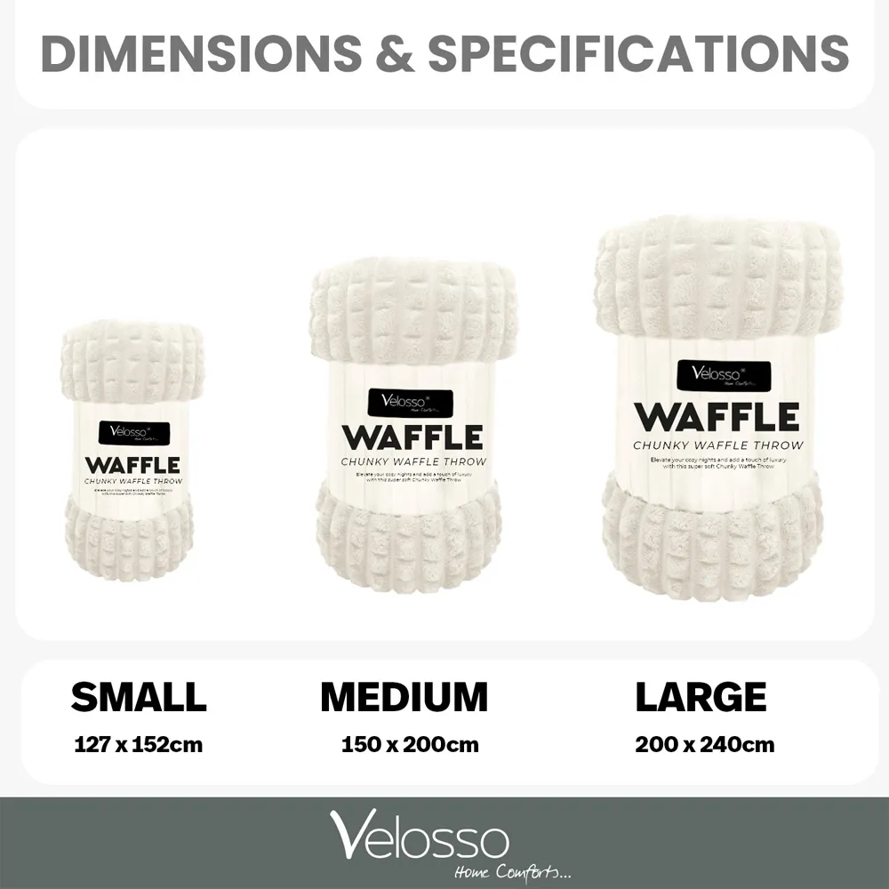 Waffle Plush Throw 200 x 240cm - Ivory