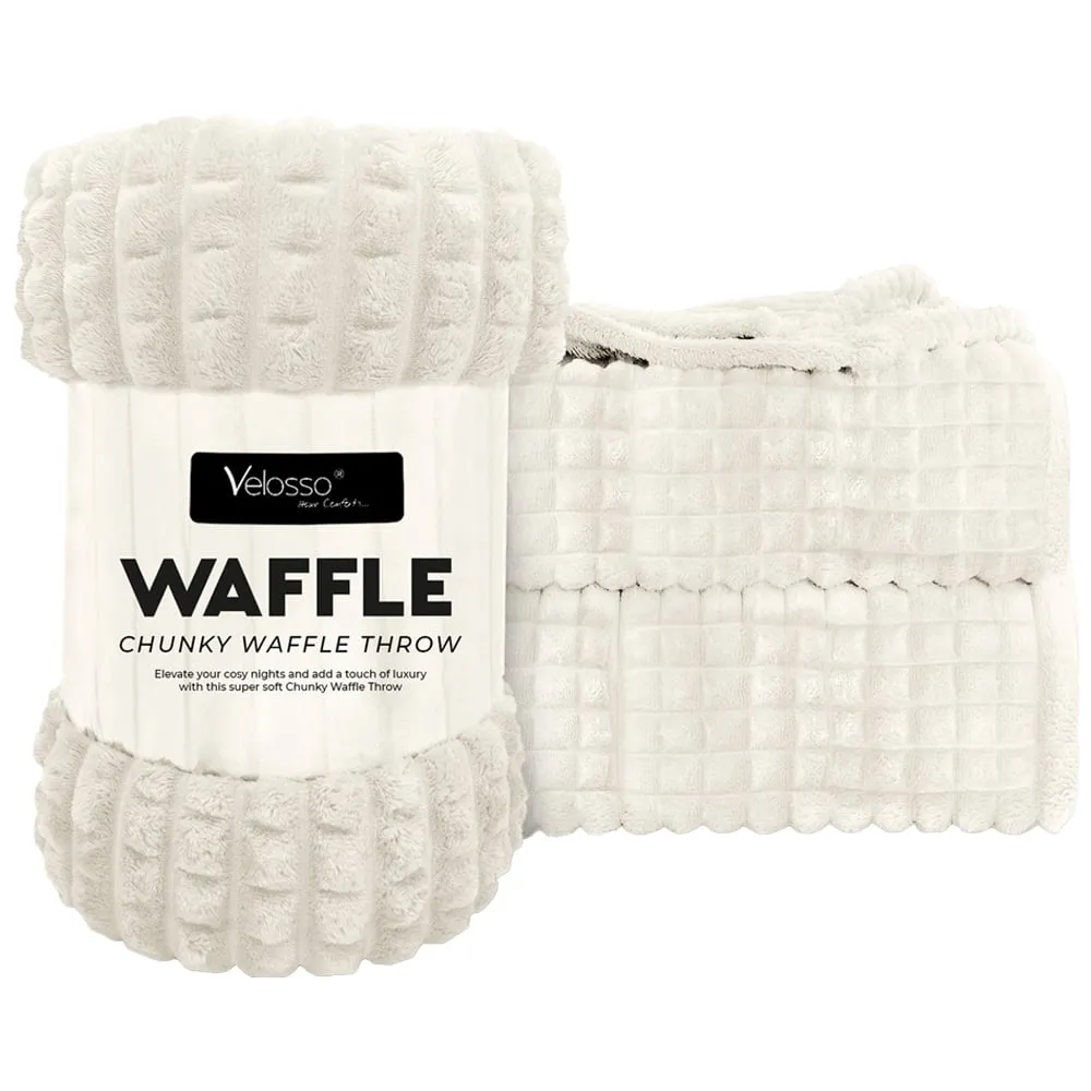 Waffle Plush Throw 200 x 240cm - Ivory