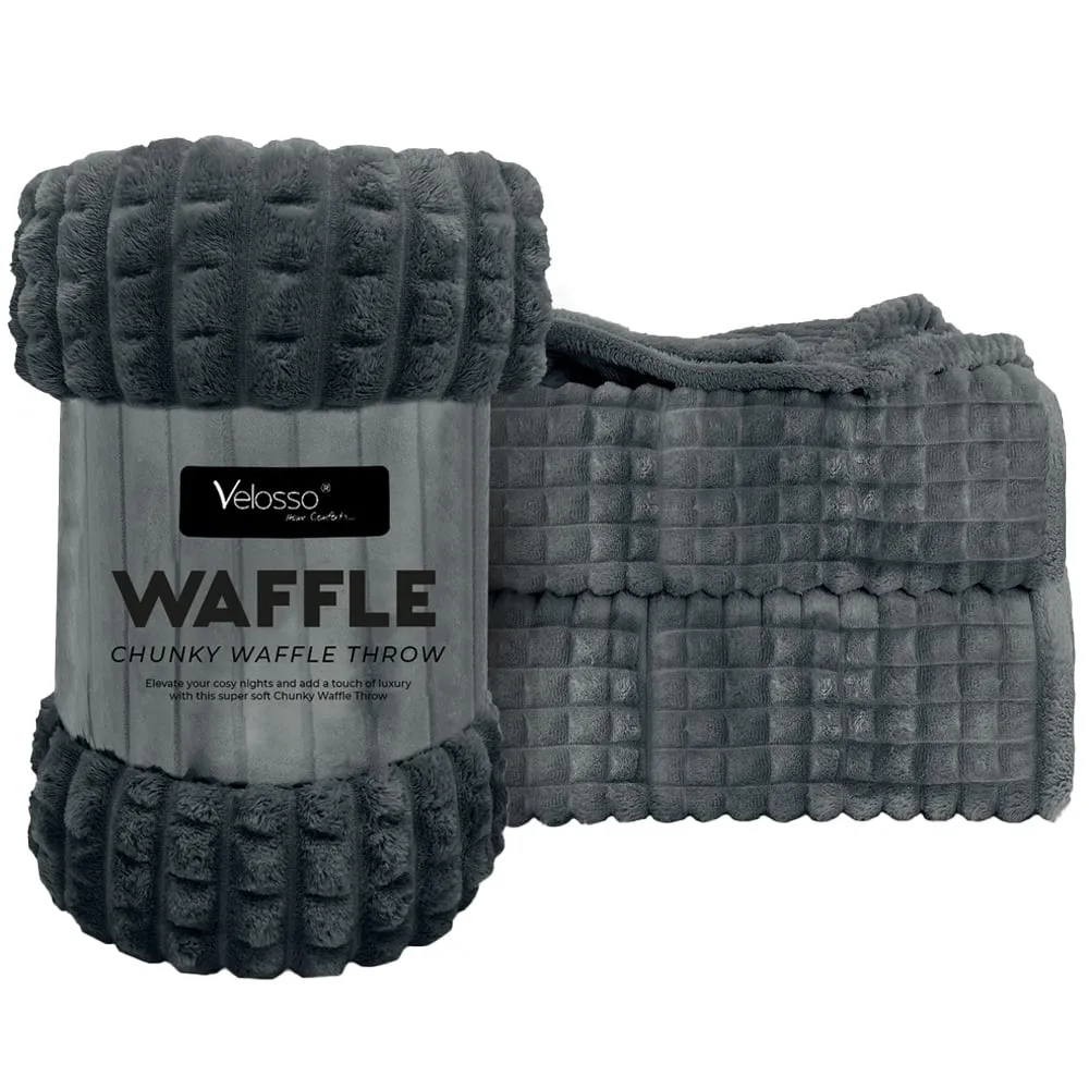 Waffle Plush Throw - Charcoal image