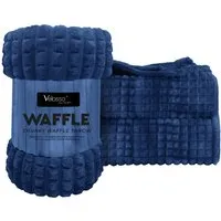 Waffle Plush Throw - Navy
