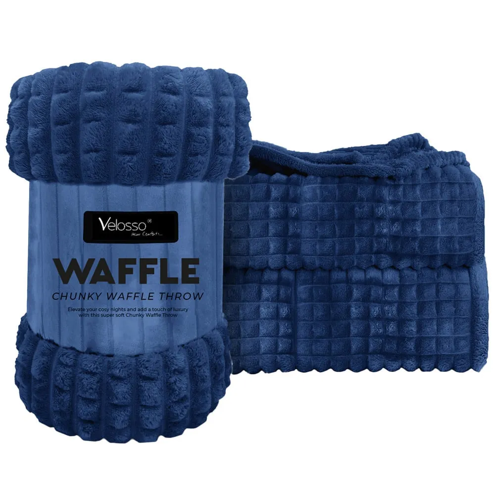 Waffle Plush Throw - Navy image