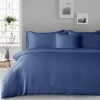 Waffle Single Duvet Set - Blue
