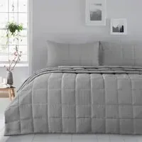 Waffle Weave Bedspread Set - Charcoal