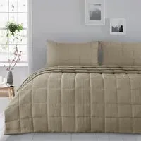 Waffle Weave Bedspread Set - Cream