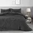 Washed Linen Look Double Duvet Set - Grey