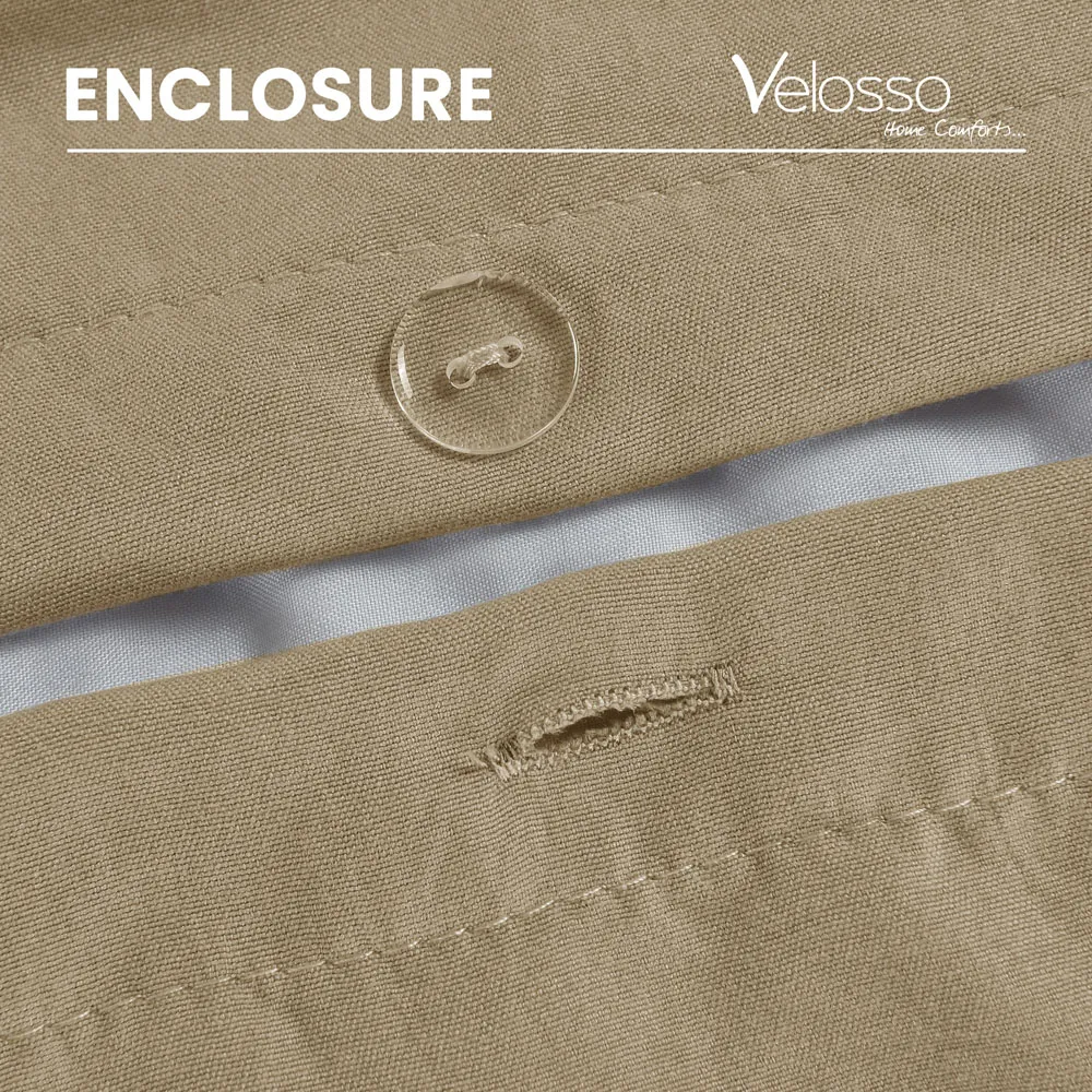 Washed Linen Look King Size Duvet Set - Cream