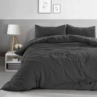 Washed Linen Look King Size Duvet Set - Grey