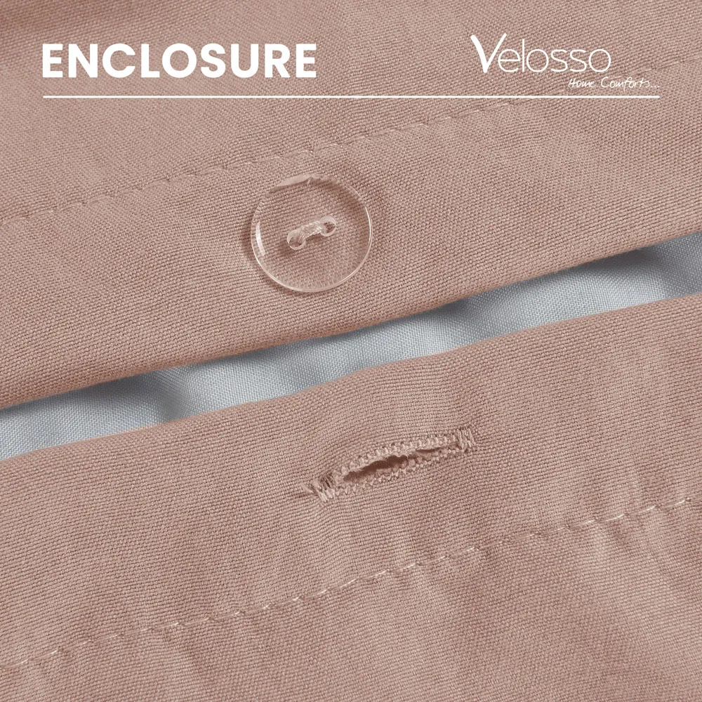 Washed Linen Look Single Duvet Set - Pink