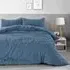 Washed Linen Look Super King Size Duvet Set - Blue