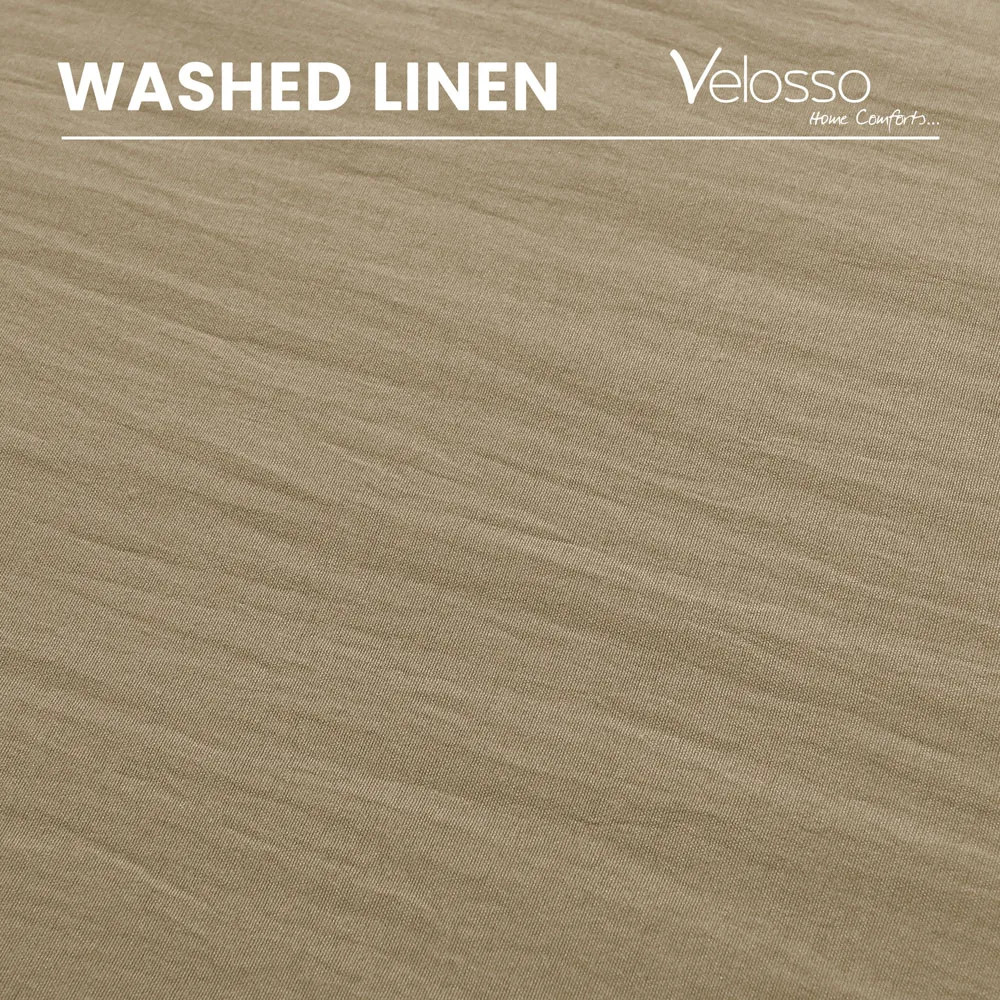 Washed Linen Look Super King Size Duvet Set - Cream