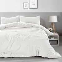 Washed Linen Look Super King Size Duvet Set - White