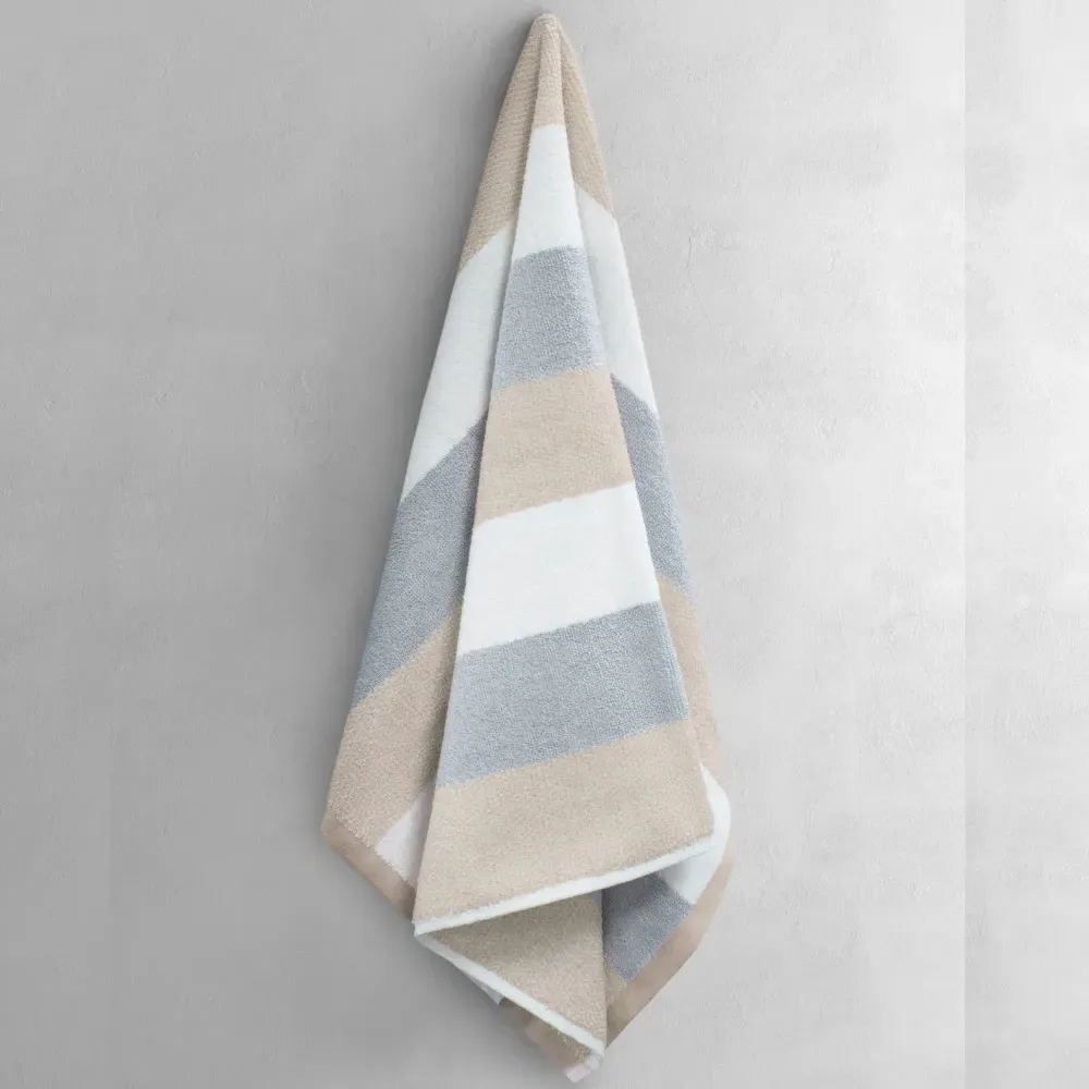 Weston Latte Stripe Bath Towel Set of 2 - Cream, Cotton