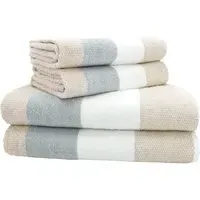 Weston Latte Stripe Hand Towel Set of 2 - Cream, Cotton