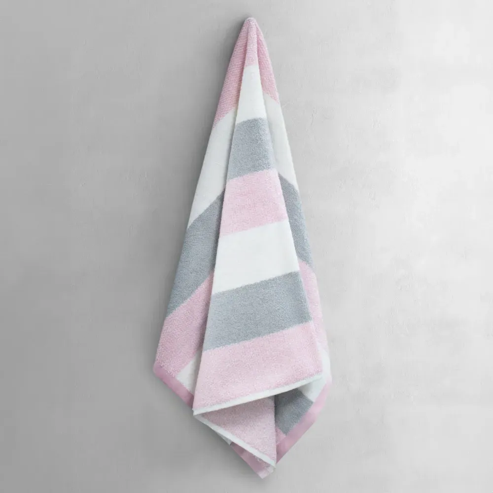 Weston Strip Bath Towel Set of 2 - Pink, Cotton