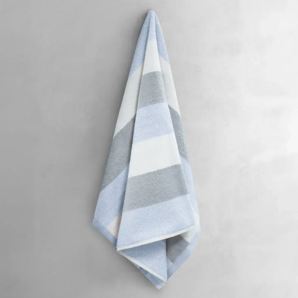 Weston Strip Hand Towel Set of 2 - Blue, Cotton