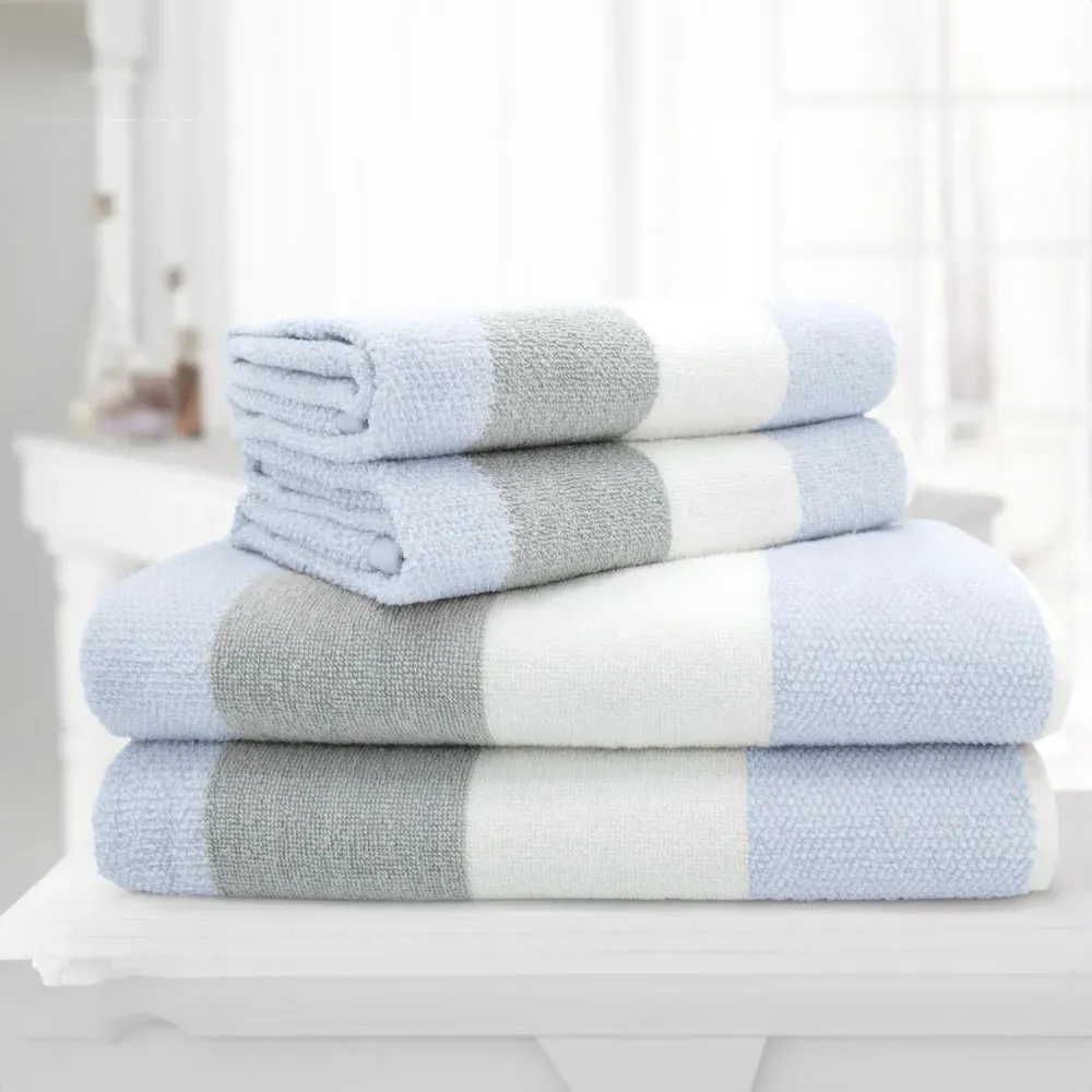 Weston Strip Hand Towel Set of 2 - Blue, Cotton