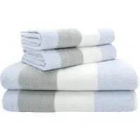 Weston Strip Hand Towel Set of 2 - Blue, Cotton