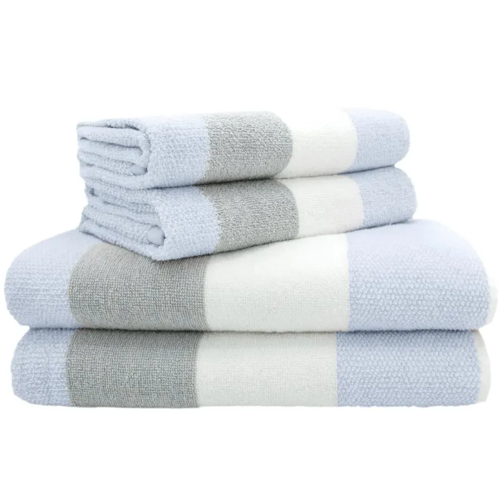 Weston Strip Hand Towel Set of 2 - Blue, Cotton image