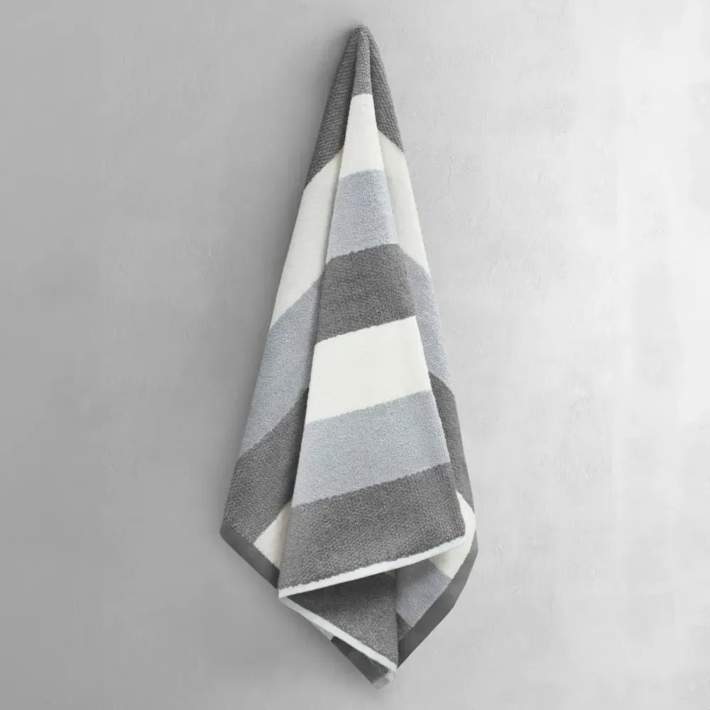 Weston Strip Hand Towel Set of 2 - Grey, Cotton