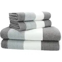 Weston Strip Hand Towel Set of 2 - Grey, Cotton