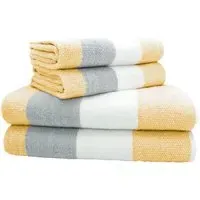 Weston Strip Hand Towel Set of 2 - Ochre, Cotton