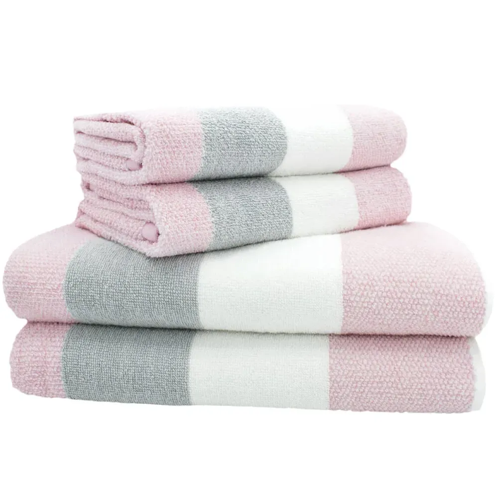 Weston Strip Hand Towel Set of 2 - Pink, Cotton