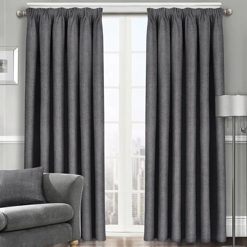 Westwood Tape Top Curtains - Charcoal, Polyester