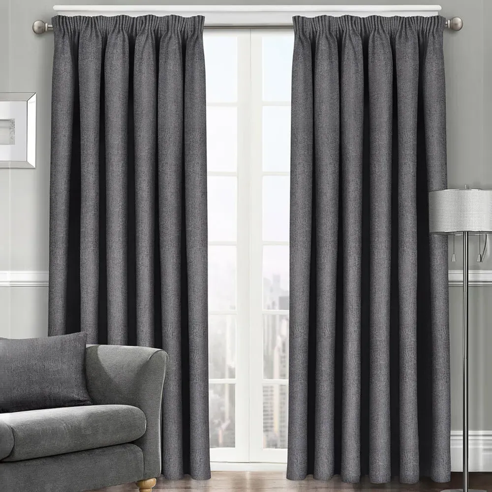 Westwood Tape Top Curtains - Charcoal, Polyester