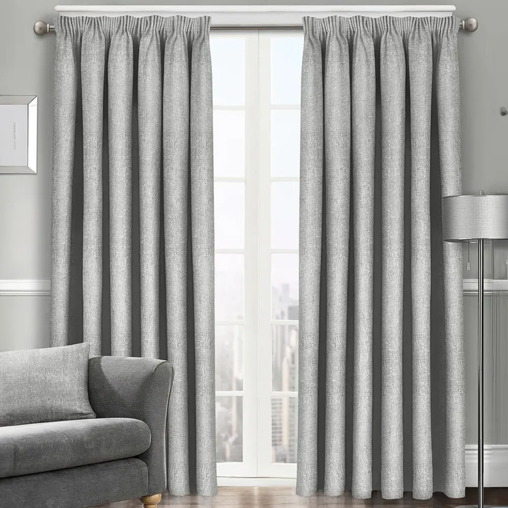 Westwood Tape Top Curtains - Silver, Polyester