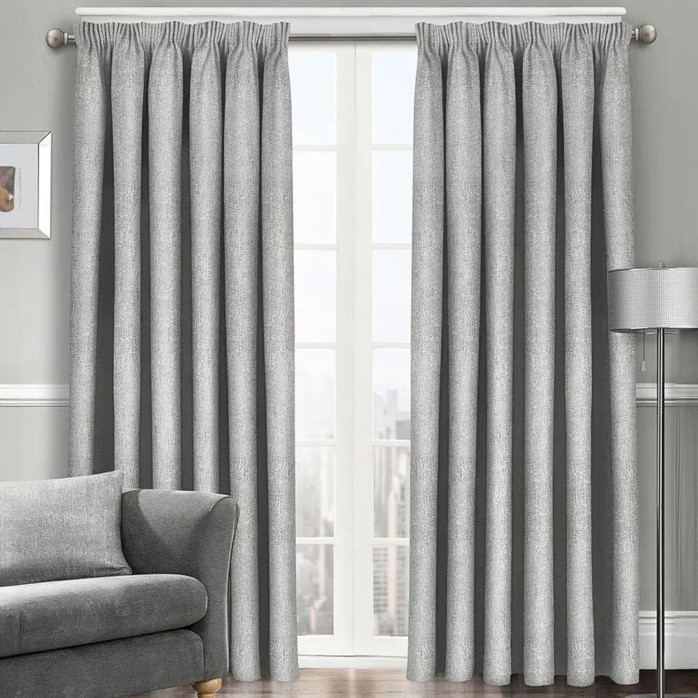 Westwood Tape Top Curtains - Silver, Polyester