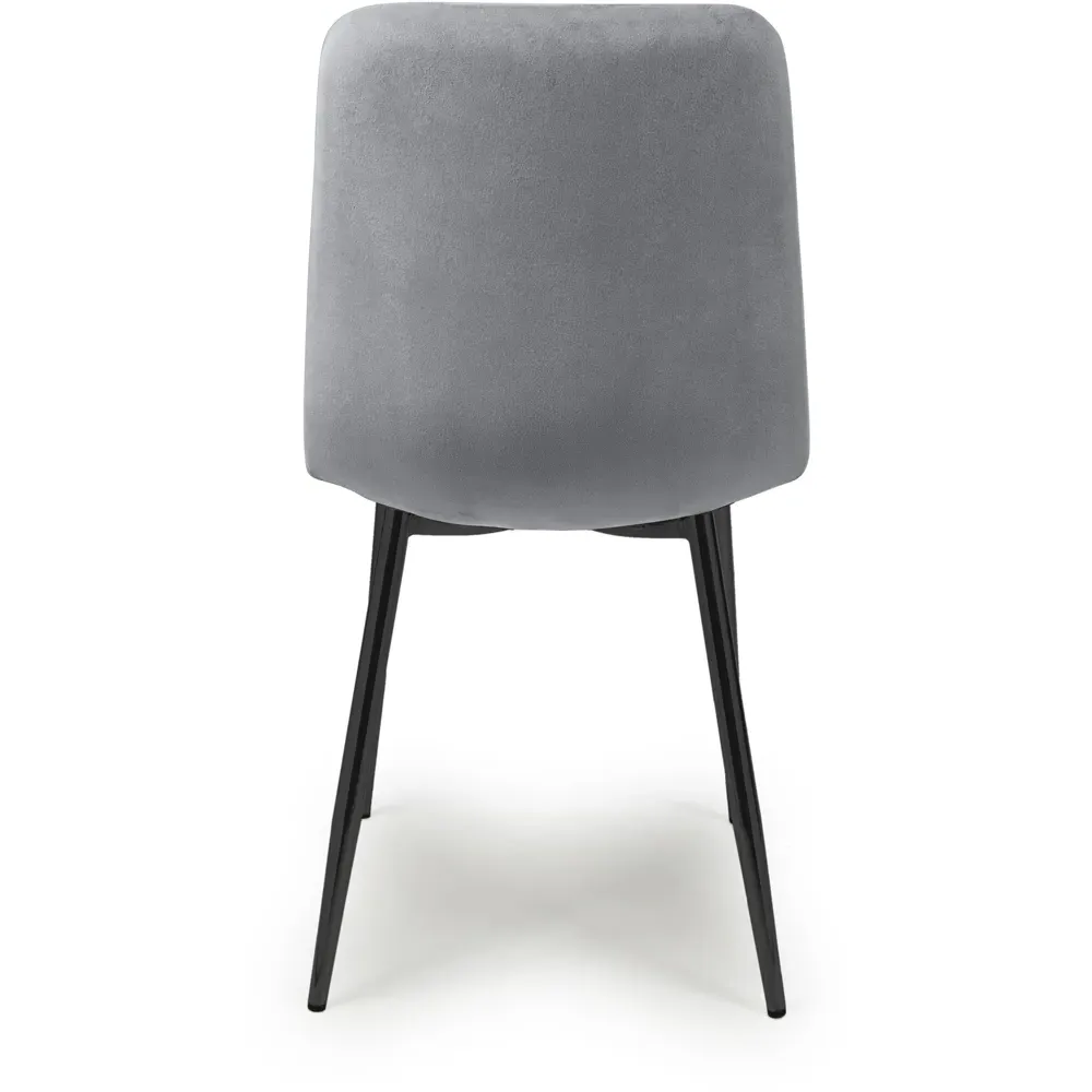Set of 4 Dining Chairs - Grey, Velvet