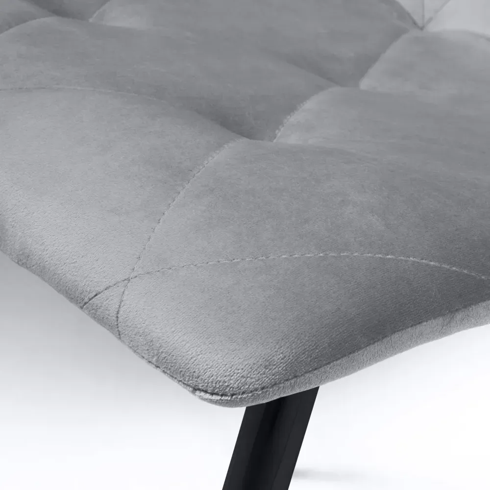 Set of 4 Dining Chairs - Grey, Velvet