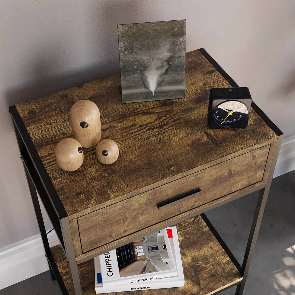 Brooklyn Single Drawer Console Table with Shelf - Brown