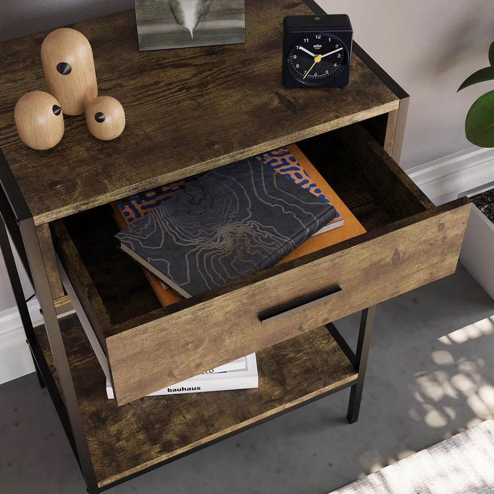 Brooklyn Single Drawer Console Table with Shelf - Brown