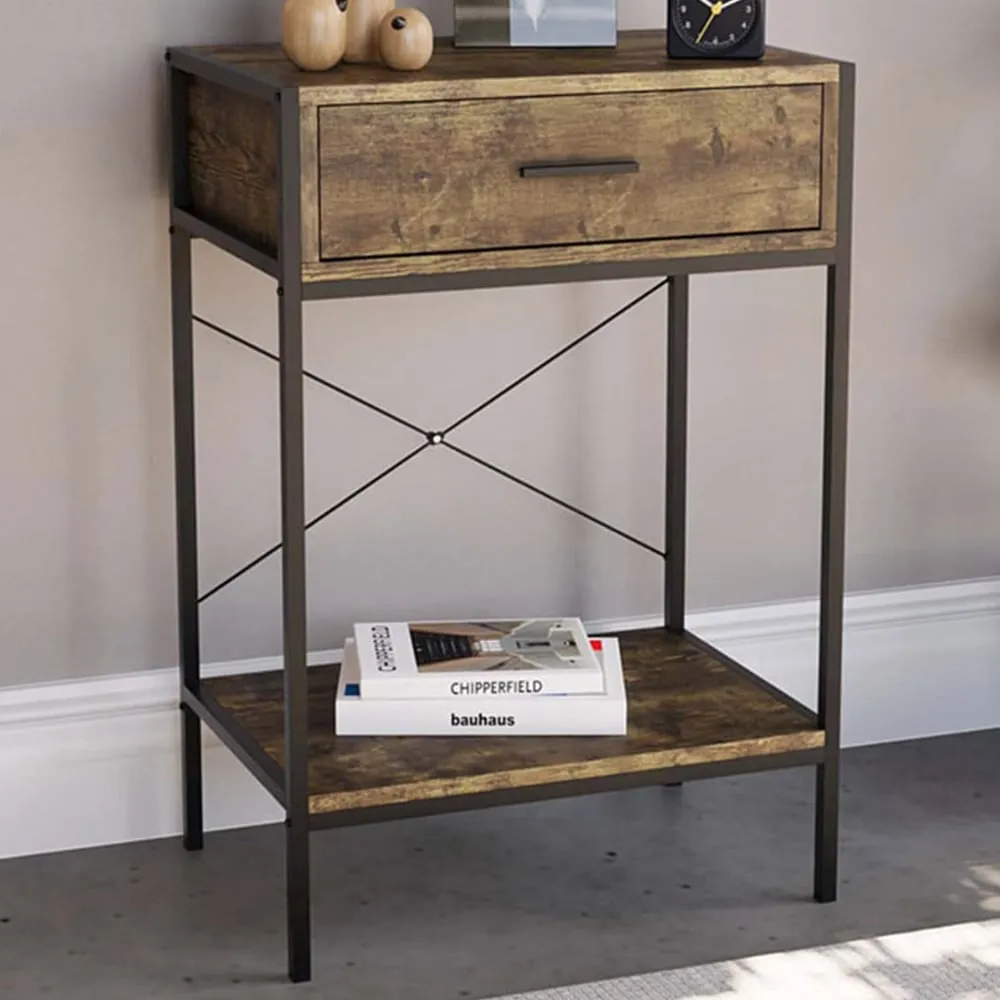 Brooklyn Single Drawer Console Table with Shelf - Brown image